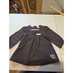 Calvin Klein 12 M Girl's Dress Gray‎ Pink Matching Headband Bow NWT